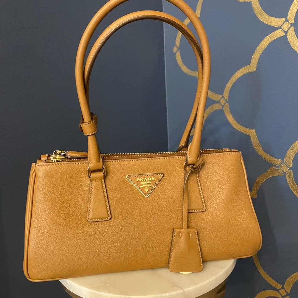 Prada Vitello Daino Leather Tote - Cognac / Camel